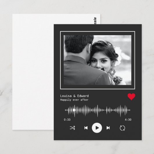 Muziekspeler bruiloft Verloving Briefkaart (Voorkant / Achterkant)