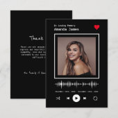 Muziekspeler geïnspireerd Memorial begrafenis Bedankkaart (Voorkant / Achterkant)