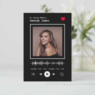 Muziekspeler geïnspireerd Memorial begrafenis Bedankkaart