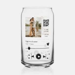 Muziekspeler gepersonaliseerd paar liefde q code t blikvorm glas