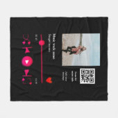 Muziekspeler gepersonaliseerd paar liefde q code t fleece deken (Voorkant (Horizontaal))