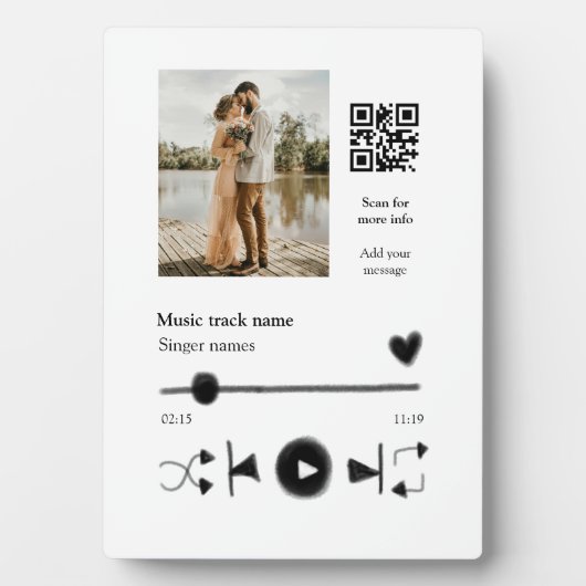 Muziekspeler gepersonaliseerd paar liefde q code t fotoplaat (voorkant)