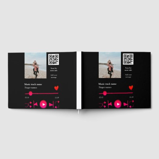 Muziekspeler gepersonaliseerd paar liefde q code t gastenboek (Volledig)