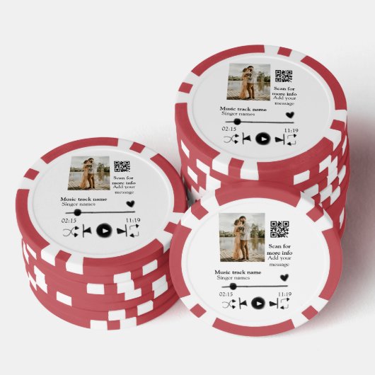 Muziekspeler gepersonaliseerd paar liefde q code t poker chips (Opstapeling)