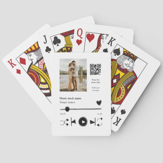 Muziekspeler gepersonaliseerd paar liefde q code t pokerkaarten (Achterkant)