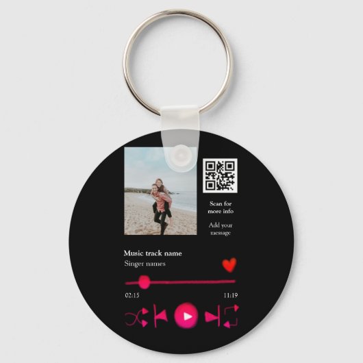 Muziekspeler gepersonaliseerd paar liefde q code t sleutelhanger (Voorkant)