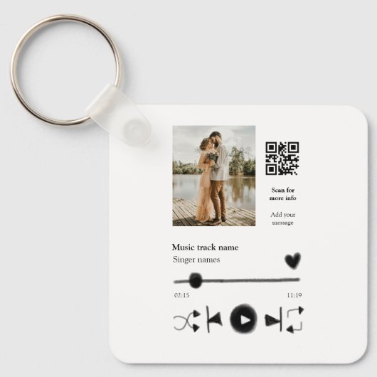 Muziekspeler gepersonaliseerd paar liefde q code t sleutelhanger (Voorkant)