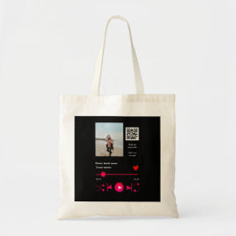 Muziekspeler gepersonaliseerd paar liefde q code t tote bag