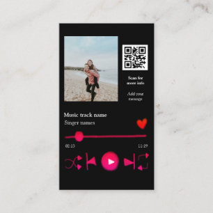 Muziekspeler gepersonaliseerd paar liefde q code t visitekaartje
