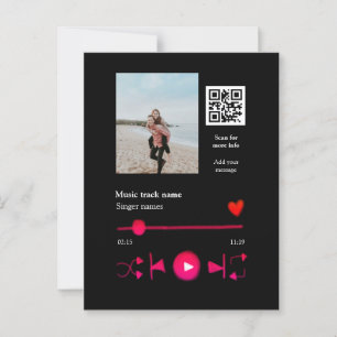 Muziekspeler gepersonaliseerde koppel liefde q r c briefkaart