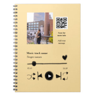 Muziekspeler gepersonaliseerde koppel liefde q r c notitieboek