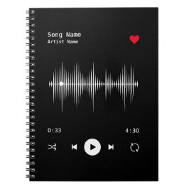 Muziekspeler Kunstenaar en Song Aangepast Notitieboek