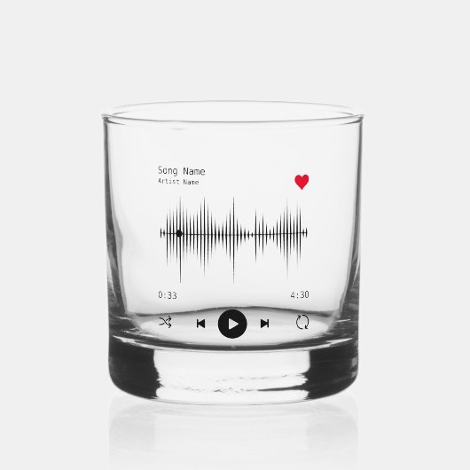 Muziekspeler Kunstenaar en Song Aangepast Whisky Glas (Voorkant)