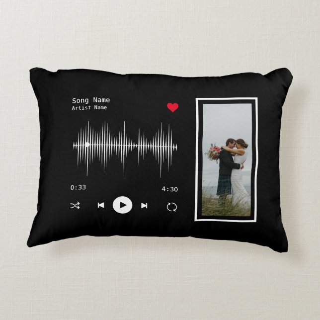 Muziekspeler Kunstenaar en Song Gepersonaliseerd z Accent Kussen (Achterkant)