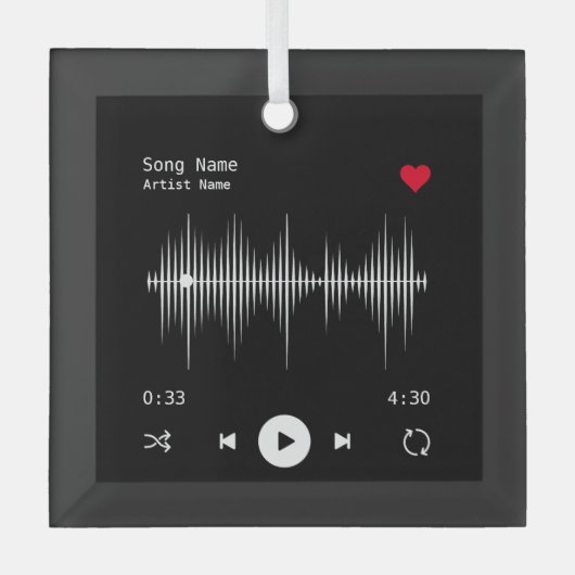 Muziekspeler Kunstenaar en Song Gepersonaliseerd z Glas Ornament (Voorkant)