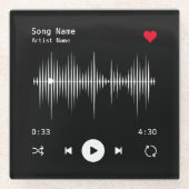 Muziekspeler Kunstenaar en Song Gepersonaliseerd z Glazen Onderzetter (Voorkant)