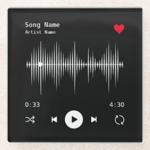 Muziekspeler Kunstenaar en Song Gepersonaliseerd z Glazen Onderzetter