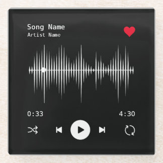 Muziekspeler Kunstenaar en Song Gepersonaliseerd z Glazen Onderzetter