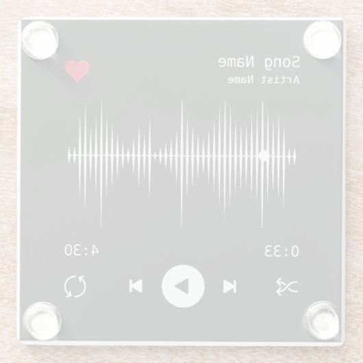 Muziekspeler Kunstenaar en Song Gepersonaliseerd z Glazen Onderzetter (Achterkant)