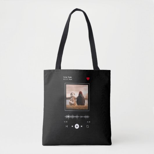 Muziekspeler Kunstenaar en Song Gepersonaliseerde  Tote Bag (Voorkant)