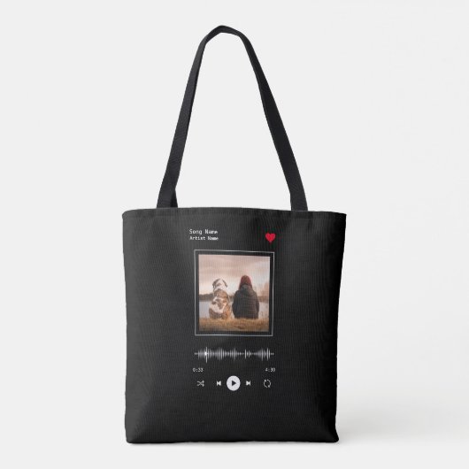 Muziekspeler Kunstenaar en Song Gepersonaliseerde  Tote Bag (Achterkant)