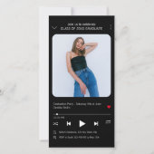 Muziekspeler Song Photo Afstuderen 2024 Uitnodigin Kaart (Voorkant)