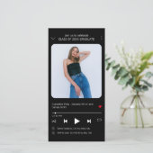 Muziekspeler Song Photo Afstuderen 2024 Uitnodigin Kaart (Staand voorkant)