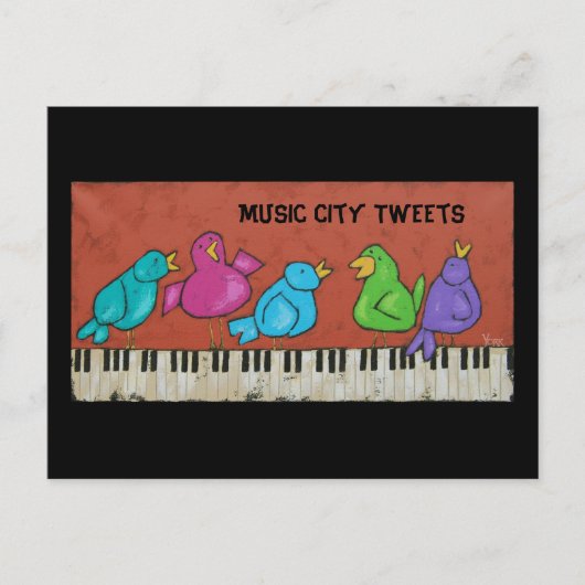 muziekstad twittert briefkaart (Voorkant)