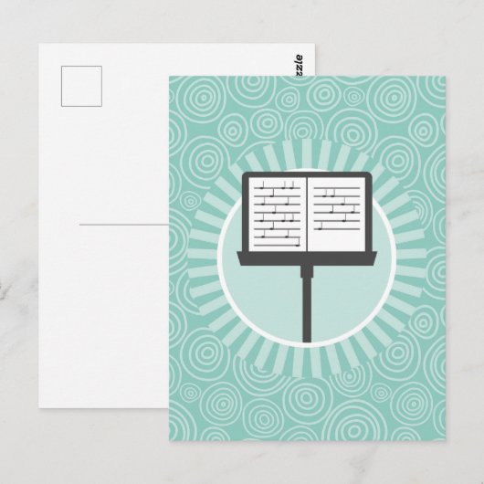 Muziekstandaard Pret Turquoise Spiraal Muzikant Briefkaart (Voorkant / Achterkant)