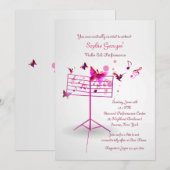 Muziekstandaard Roze uitnodiging (Voorkant / Achterkant)