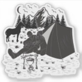 Muziekstel kamperen om valentijnen te vieren sticker (Voorkant)