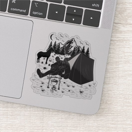 Muziekstel kamperen om valentijnen te vieren sticker (Detail)