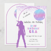 Muziekster in haar verjaardagstijd Uitnodiging (Voorkant / Achterkant)