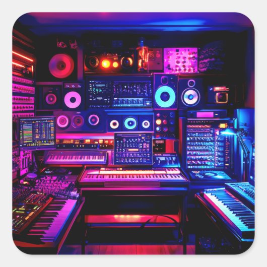 Muziekstudio Vierkante Sticker (Voorkant)