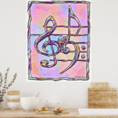 Muzieksymbolen, 3 afdrukken poster (Keuken)
