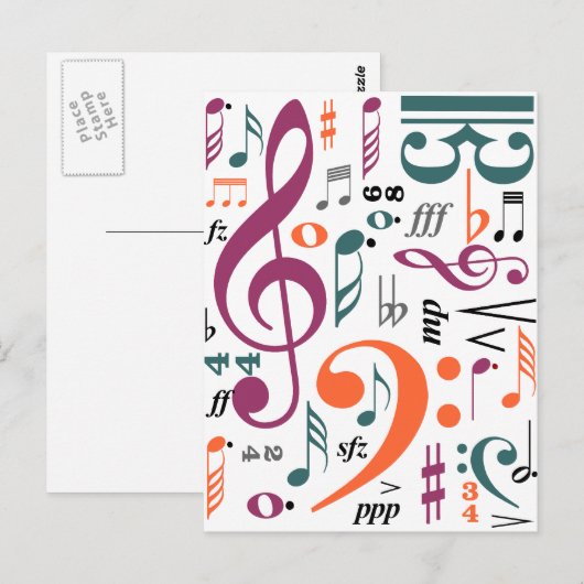 Muzieksymbolen Briefkaart (Voorkant / Achterkant)