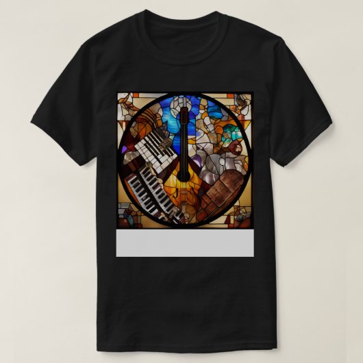 Muzieksymbolen in een Glas in lood Venster 3 T-shirt (Design voorkant)