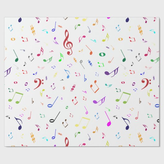 Muzieksymbolen in regenboogkleuren cadeaupapier (Vlak)