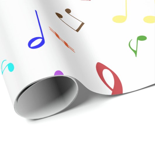 Muzieksymbolen in regenboogkleuren cadeaupapier (Rol Hoek)