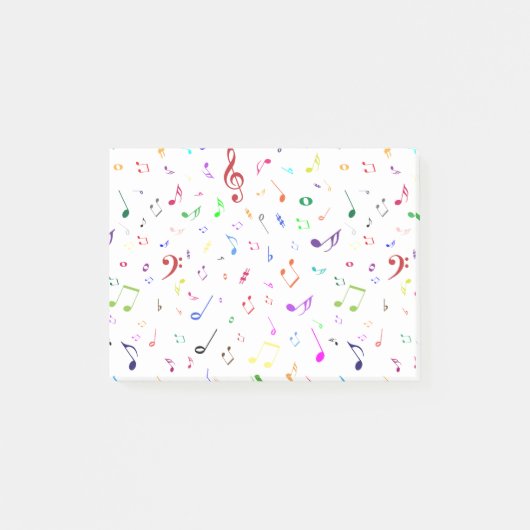 Muzieksymbolen in regenboogkleuren post-it® notes (Voorkant)