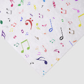 Muzieksymbolen in regenboogkleuren tissuepapier (Detail)