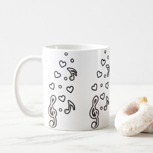 Muzieksymbolen Muzieknotities Treble Clefs bevesti Koffiemok