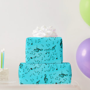 Muzieksymbolen op Aqua Cadeaupapier