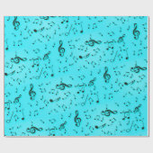 Muzieksymbolen op Aqua Cadeaupapier (Vlak)