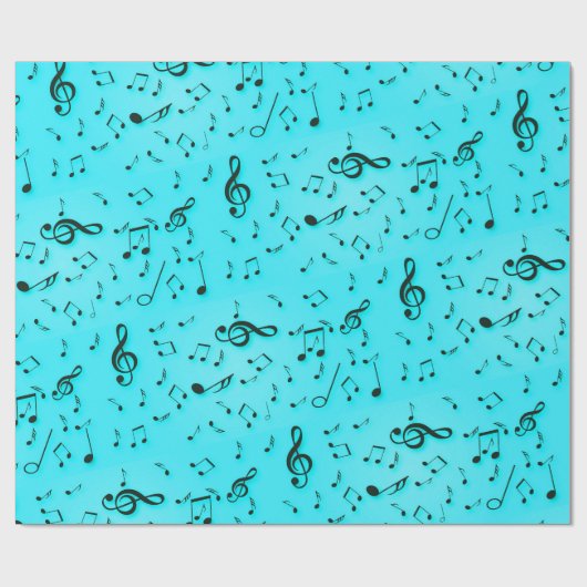 Muzieksymbolen op Aqua Cadeaupapier (Vlak)