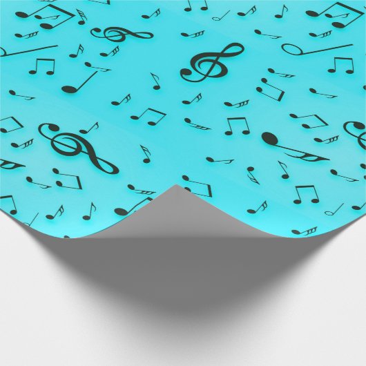 Muzieksymbolen op Aqua Cadeaupapier (Hoek)