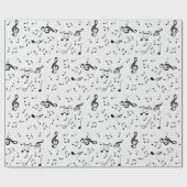 Muzieksymbolen op grijs cadeaupapier (Vlak)