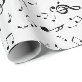 Muzieksymbolen op grijs cadeaupapier (Rol Hoek)