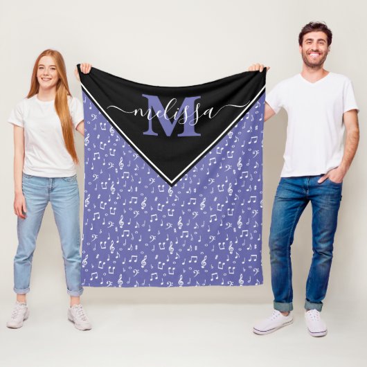 Muzieksymbolen op maat gesneden vlootsdeken fleece deken (In situ)