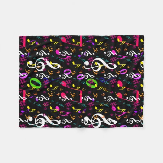 Muzieksymbolen Patroon Ontwerp Fleece Deken (Voorkant (Horizontaal))